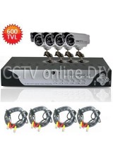 4CH H.264 FUll D1 1080P HDMI Network Standalone CCTV DVR 4pcs 600TVL 6mm Lens 24IR Leds Outdoor CCD Camera Video System 