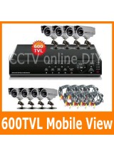 8CH H.264 Network Security CCTV DVR System Support Mobile Surveillance 600TVL Night Vision Outdoor CCD Camera