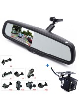 4.3" LCD Car Rear View Mirror Monitor Kit + Reverse Backup Parking Camera, Interior Replacement Rearview Mirror with OEM Bracket