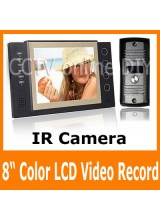 8-Inch Color Video Door Phone Doorbell Intercom System 1 IR Night Vision camera 1-monitor Video Record