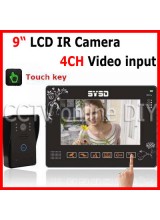 9 Inch Color TFT LCD Monitor 4CH CCTV Camera input Home Video Door Phone Doorbell Intercom System Touch Button