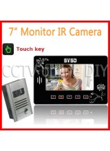 Home Video Door Phone Doorbell Intercom System 7" 960 x 480 Color Monitor with Touch Button IR Camera
