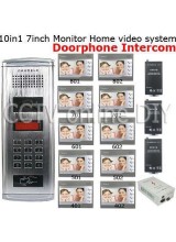 10 Units Apartment Video Door Phone doorbell Intercom System 10pcs 7 inch Monitor with 10PCS RF Card