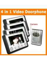 Home Video Door Phone Doorbell Intercom System 4pcs Indoor Monitor with 1 Outdoor IR Camera
