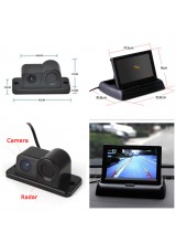 Car Reverse Parking Camera With Radar Sensor + 4.3" Foldable LCD Rear View Monitor 3 in 1