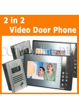 Home Video Door Phone Intercom 7" LCD Full Color Doorbell Intercom Kit 2 Camera 2 Monitor Unclock Function