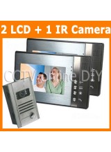 2pcs 7 inch Color Monitor 1pcs IR Camera Video Doorphone Intercom System