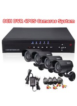 Home Surveillance Video System 8CH CCTV DVR 4pcs Day and Night Weatherproof Security Camera Mobile Phone Access