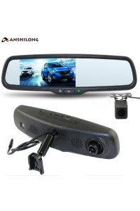 ANSHILONG 5" 2K Car Interior Replacement Rear View Mirror Monitor DVR + 1080P Rearview Camera Supports Dual Cameras Recording