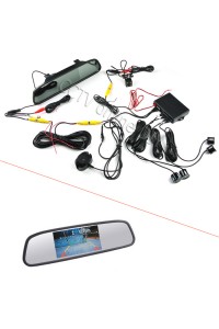 3 in 1 4.3 inch Car Mirror Monitor + HD CCD rear view Camera + Dual Core car Parking sensor Radar Sensor System