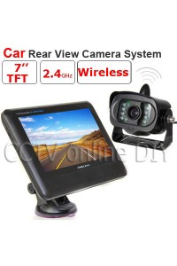 2.4GHz 7" inch TFT LCD Monitor Wireless Car Rear View system With a Weatherproof 15LEDs IR Night Vision Parking Reversing Camera