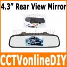 4.3" Car Rear View Mirror Monitor AV Signal Auto Detect Power ON/OFF 2CH Video Input