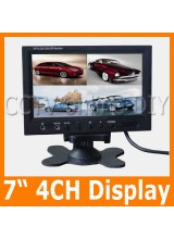 7" Color TFT LCD Rear View Car Monitor 4CH Video Input Four Division Display Quad Mode Monitors