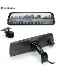 ANSHILONG 9.66" FULL TOUCH SCREEN Display Car Stream Media Rear View Mirror DVR Monitor FHD 1080P with Special Bracket